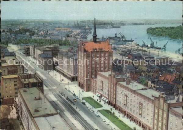 Rostock Fliegeraufnahme Lange Strasse und Hafen
