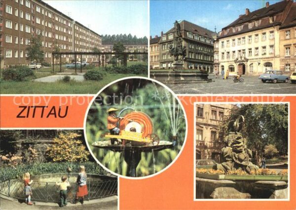 Zittau Herkulesbrunnen August-Bebel-Platz Schl