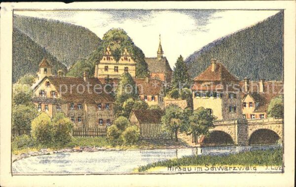 Hirsau Teilansicht mit Klosterkirche Brücke un