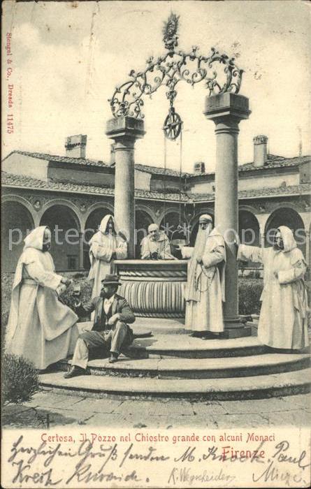 Firenze Florenz Certosa Pozzo nel Chiostro grande con a