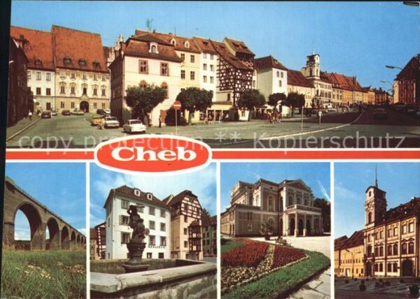 Cheb Eger Strassenpartie Brücke Brunnen Schloss
