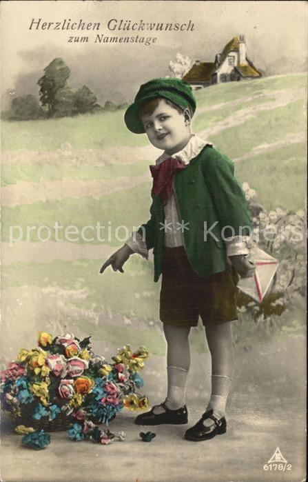 Foto PH Nr. 6178/2 Namenstag Kind Blumen Brief