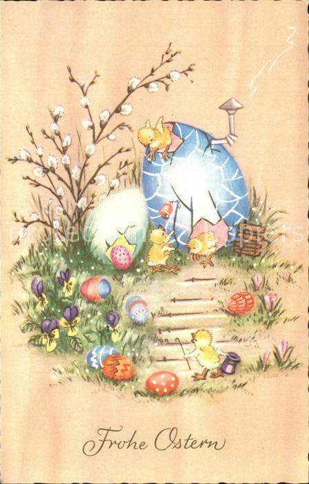 Ostern Easter Paques Küken Ostereier Weidenkätzchen