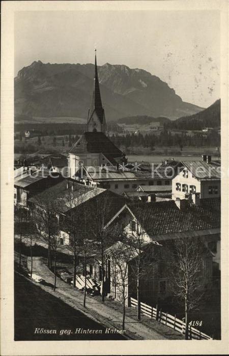 Koessen Tirol Ortsansicht mit Kirche gegen Hinteren K