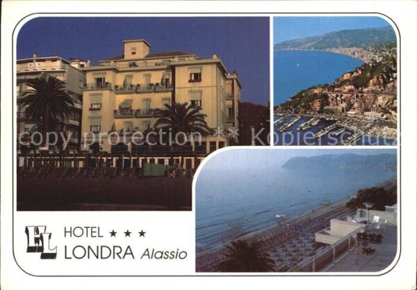 ALASSIO Savona Liguria IT Hotel Londra Panorama Küste Strand