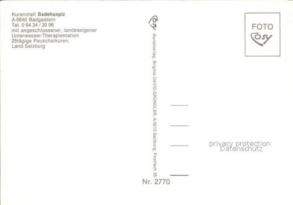 Badgastein Kuranstalt Badehospiz Unterwasser Thera – Bild 2