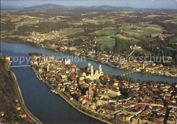 Passau Dreiflüssestadt Zusammenfluss von Donau