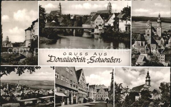 Donauwoerth Schloss Stadtblick Kirche Strassenparti