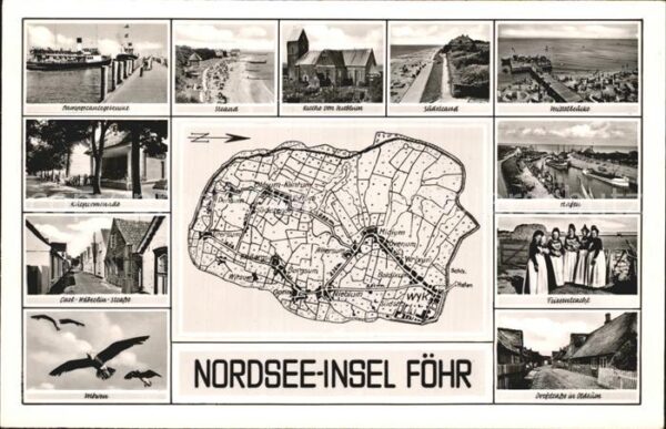 Insel Foehr Dampferanlegestelle Strand Kirche Niebl