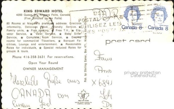 Niagara Falls Ontario King Edward Hotel Gastraum Bar Zimmer – Bild 2
