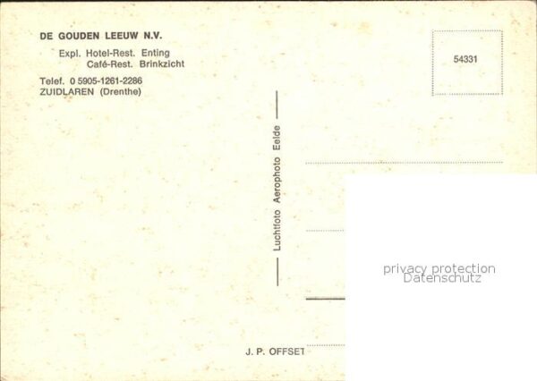 Zuidlaren De Gouden Leeuw NV Hotel Rest Enting Ca – Bild 2