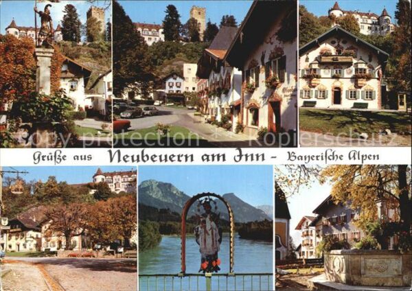 Neubeuern Orts und Teilansichten Heiligenfigur Br