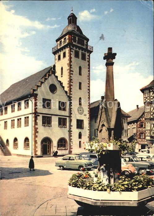 Mosbach Baden Rathaus mit Brunnen