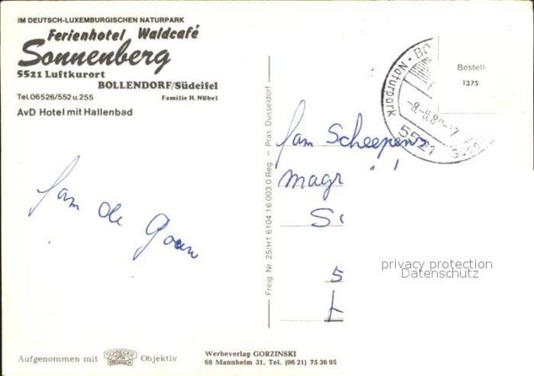 Bollendorf Suedeifel Ferienhotel Waldcafe Sonnenberg Flieger – Bild 2