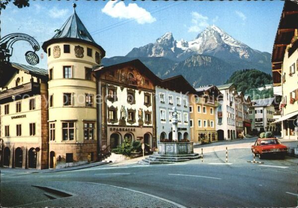 Berchtesgaden Marktplatz mit Watzmann