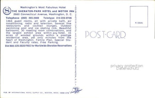 Washington DC The Sheraton Park Hotel and Motor Inn F – Bild 2