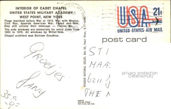 West Point New York Interior of Cadet Chapel US Military Ac – Bild 2