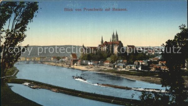 Meissen Elbe Sachsen Blick von Proschwitz