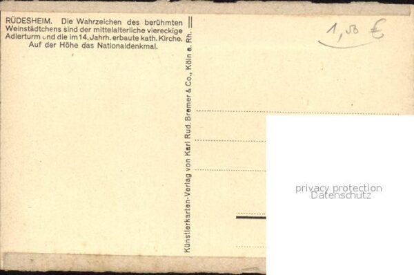 Ruedesheim Rhein Künstlerkarte Adlerturm Nationaldenkmal – Bild 2
