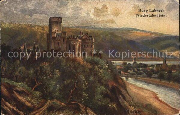 Niederlahnstein Burg Lahneck Künstlerkarte