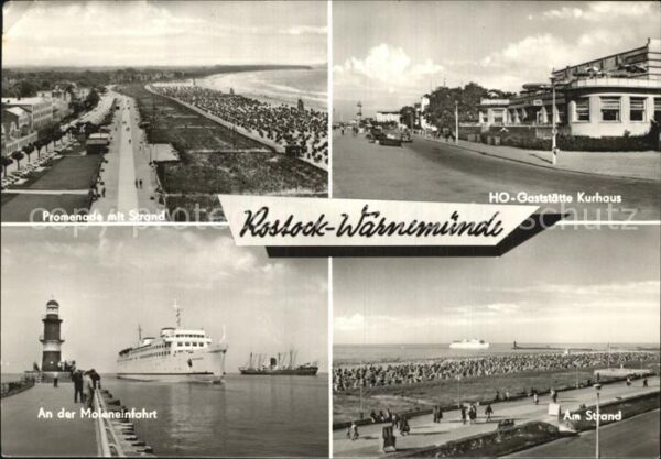 Warnemuende Ostseebad Kurhaus Strand Mole mit Leuchtturm