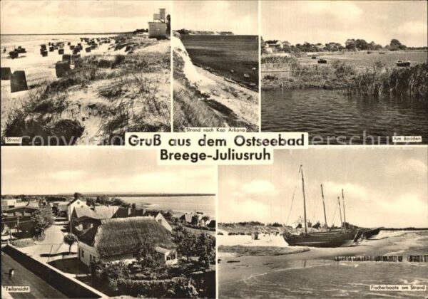 Breege Ruegen Strand Bodden Fischerboote