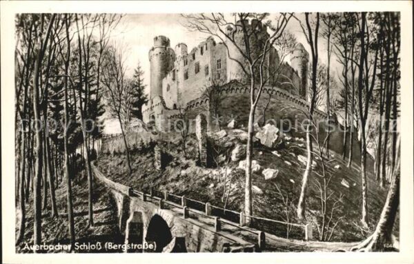 Auerbach Bergstrasse Schloss Brücke Waldpartie
