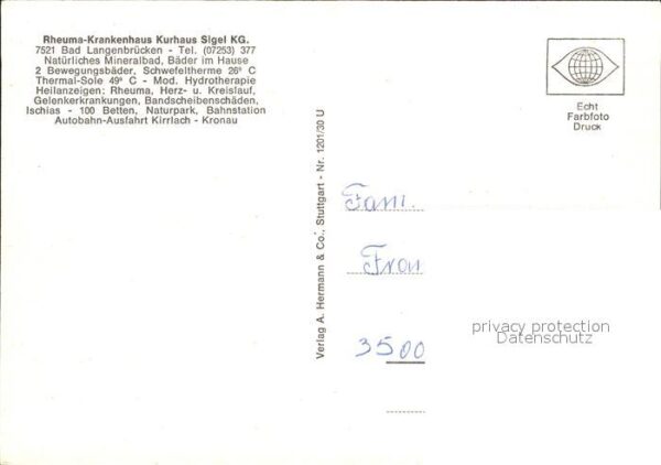 Bad Langenbruecken Bad Schoenborn Rheuma Krankenhaus Kurhaus Sigel KG Spr – Bild 2