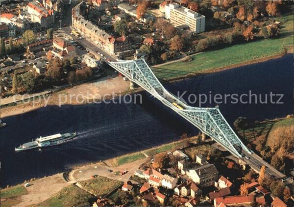 Dresden Elbebrücke Blaue Wunder Fliegeraufnahme