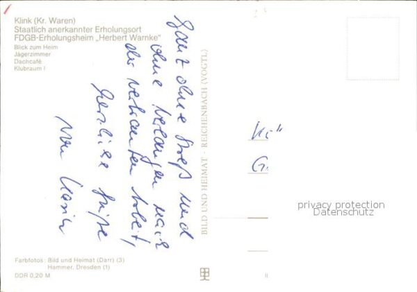 Klink Waren FDGB Erholungsheim Herbert Warnke Jäger – Bild 2