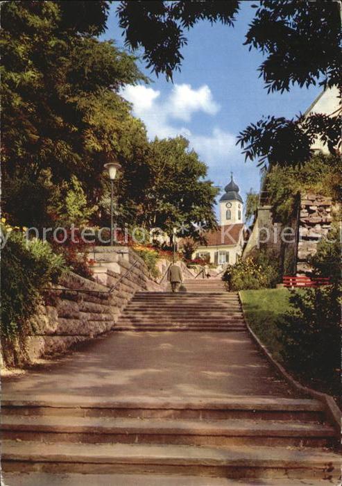 Bad Bellingen Treppe mit Blick zur Kirche Thermalkuro