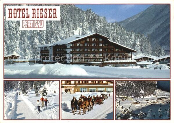 Pertisau Achensee Hotel Rieser im Winterkleid mit Skiläuf
