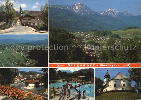 Siegsdorf Oberbayern Traunbrücke Fliegeraufnahme Ortsansicht