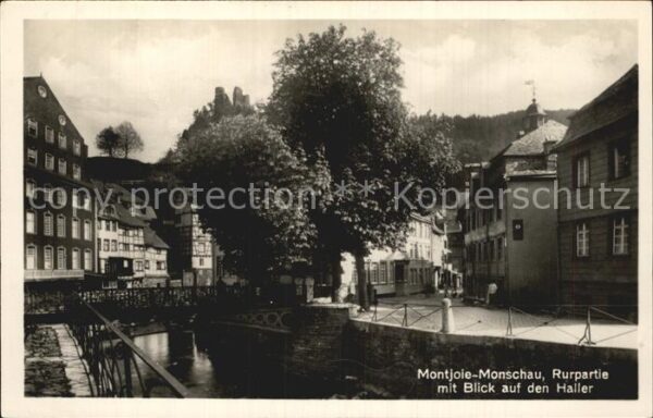 Montjoie Monschau Rurpartie mit Blick auf den Haller Burg