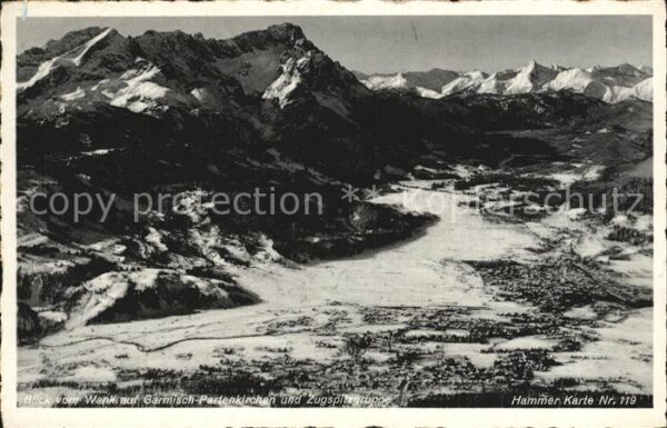 Garmisch-Partenkirchen Panorama Blick vom Wank Zugspitzgruppe