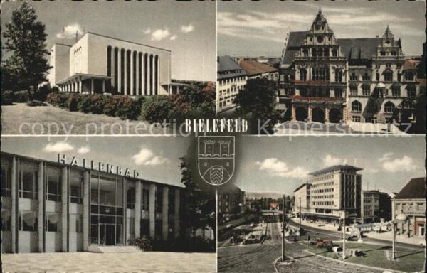 Bielefeld Gebäude Hallenbad Rathaus Strassenparti