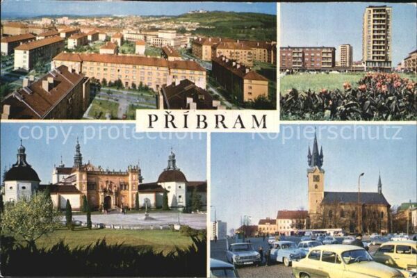 Pribram Teilansichten Hochhaus Kirche Gebäude