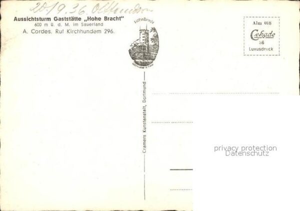 Kirchhundem Aussichtsturm Gaststätte Hohe Bracht – Bild 2