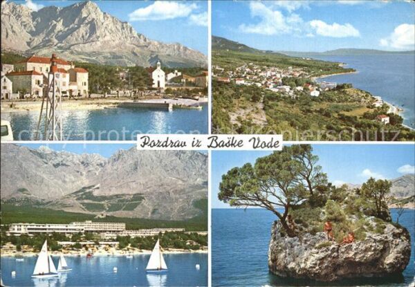 Baska Voda Panorama Küste Felsen Segeln Berge