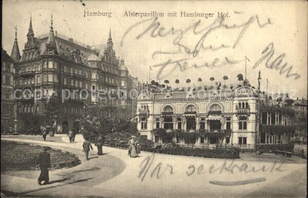 Hamburg Alsterpavillon mit Hamburger Hof