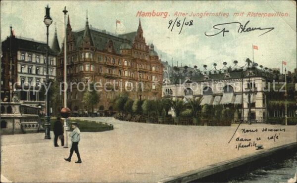 Hamburg Jungfernstieg mit Alsterpavillon