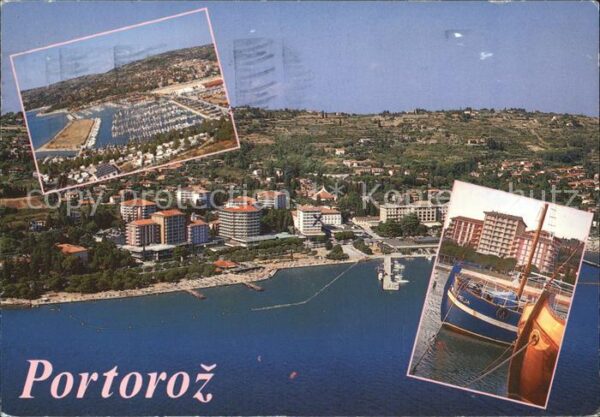 Portoroz Hafenpartie Fliegeraufnahme Fischkutter
