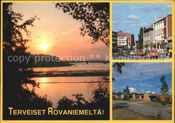 Rovaniemeltae Sonnenuntergang Strassenpartie Bungalow