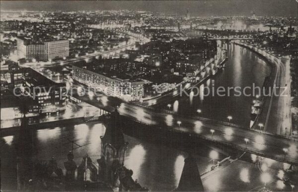Moskau Moscou Nachtaufnahme Panorama