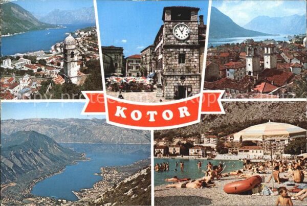 Kotor Montenegro Strand Ortsansichten Turmuhr Kirche