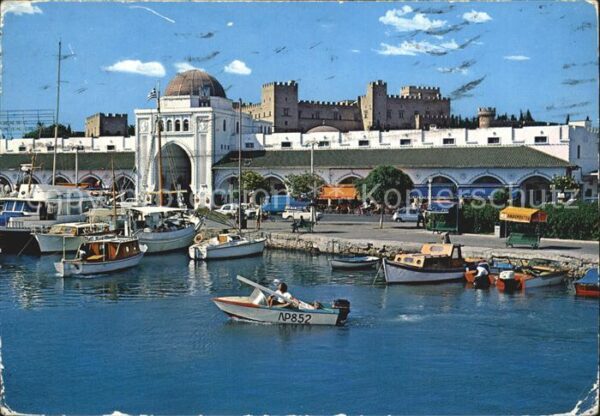 Rhodos Rhodes Aegaeis Blick zum Neuen Markt Hafen