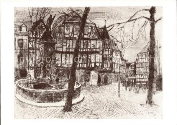 Bensheim Bergstrasse Marktplatz Künstlerkarte Bruno Müller-L