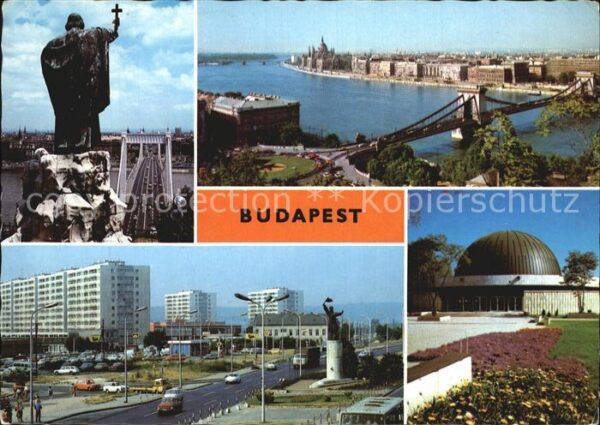 Budapest Donaupartie mit Brücke Neubauten Denkma