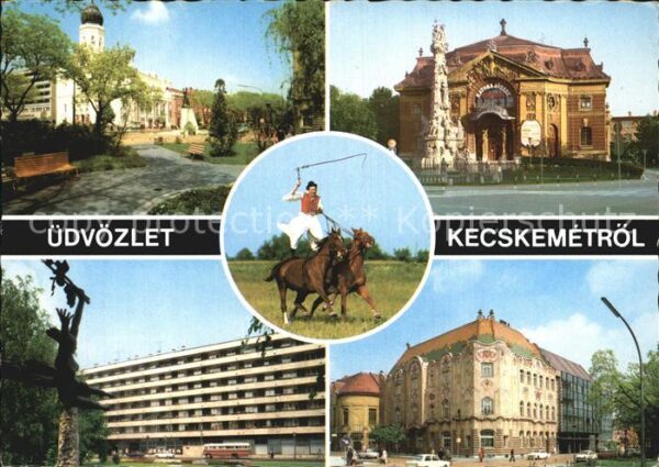 Kecskemet Gebäude und Reiter