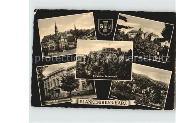 Blankenburg Harz Teilansicht Teufelsbad Rathaus Burgruin